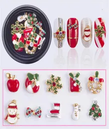 10 Designsbox сплав металла Снеговик Стразы для ногтей Рождество DIY 3D украшения для дизайна ногтей Подвески аксессуары Tools1381812
