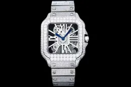 Diamond Watch Men's Watch helautomatisk mekanisk rörelse Swarovski Hål ut design 40mm vattentät safirspegel