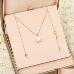 Pendant Necklaces S925 Sier Fan Shape With Diamond And White Shell For Women Wedding Engagement Jewelry Gift Have Normal Stamp Box Ps3 Dhlaq