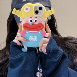 Чехол для телефона в Корейском стиле, милый и забавный мультяшный 3D рот с сосисками для девочек, iPhone 14 13 12 11 Pro, противоударный мягкий чехол с оплеткой 231104