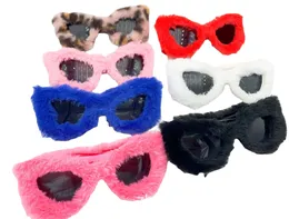 Gläser Trendy Frauen Plüsch Fuzzy Cat Eye Sonnenbrille Punk Weiches Fell Veet Shades Damen Handgemachte Party Brillen Gafas De Sol