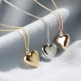 Love Heart Lockets for Women Photo Box Pendants Halsband Bild Öppnande smycken Guld Silver Rose Rostfritt stål Hihg Polerade damtillbehör