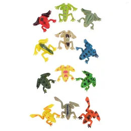 Garden Decorations 12 Pcs Simulation Frog Mini Animal Sculpture Small Ornament Toy Miniature Figurines Jungle Bonsai Frogs Figures