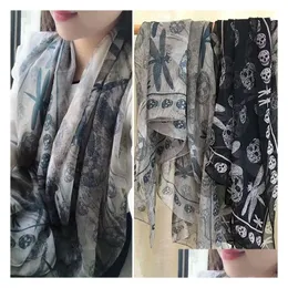 Scarves New Lady Sunshade Dragonfly Skl Silk Scarf Long Towel 100% Chiffon Super Drop Delivery Fashion Accessories Hats, Scarves Glove Dhj5C