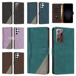 Business Leather Wallet Falls för Samsung S23 FE Ultra S22 Plus Note 20 A23 4G A33 A34 A53 A54 M33 M53 A25 M54 Hybrid Color Hit ID Card -spårhållare Flip Cover Pouch Pouch