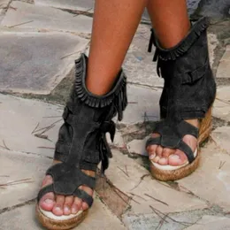 Sandals Women Women Boots Sapatos Vintage PU Couro Alto Botas Sapatos Mulher Corte Sandálias Feminina Mujer Sapato Feminino 230403