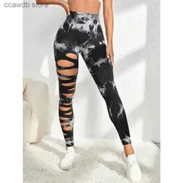 Damen-Leggings, Tie-Dye-Yogo-Gym-Leggings, Damen-nahtlose Sport-Strumpfhose, Leggings mit hoher Taille, aushöhlen, Po-Lift, Workout, Training, Jogging-Hose, T231104