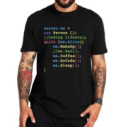 Magliette da uomo T-shirt programmatore divertente Codifica JavaScript Codice computer Regalo geek Manica corta 100% cotone Maglietta casual unisex su collo Taglia EU 230404