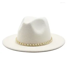 Szerokie brzegowe czapki moda 18 kolorów mężczyzn mężczyzn wełna poczuła kapelusz formalny impreza jazz trilby fedora tassel żółta biała różowa czapka panama elob22