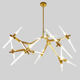 Ljuskronor pendellampor industriell sputnik ljuskrona lampminimalist loft retro net röd kreativ träd gren levande rum dekor ledning hängande