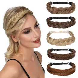 Chignons SARLA Synthetic Headband Fishtail Braids Hair With Adjustable Belt Plaited Hairband Bohemian Style Women Hairstyle Hairpieces 230504