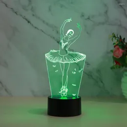 Night Lights Ballerina 3D Lamp Touch Remote Control Decoration Gift Atmosphere Seven Color Light