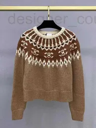 Suéteres femininos designer de luxo arco triunfal jacquard suéter redondo pescoço para mulheres 2023 novo design sentir espessado quente top cel overlay pulôver ilaf