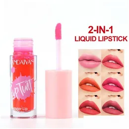 Lipstick Handaiyan 2 na 1 płynny Długo Ostatni nawilżający woda odcień do warg krem ​​nawilżający wodoodporny, niestosowany, łatwy w noszeniu luksusowy Make DHFH2