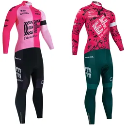 2024 Easypost Bisiklet Jersey Önlük Pantolon Erkek Kadın Ropa Clclismo Takımı Kış Pro Termal Polar Bisiklet Ceket Maillot Giyim