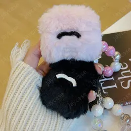 Designer Airpod Protective Case Furry Wool Headphone Cases Earphone Accessories For Airpods 1 2 3 Pro Pro2 Fashion Ball Chain Headphones Shell -5