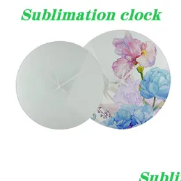 Wall Clocks Sublimation Blank Clock 11.8 Glass P O Frame Heat Transfer Simple Decoration For Home Bedroom Office School Drop Deliver Dhv61