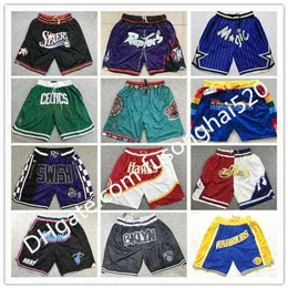 Üst takım basketbol kısa Just Don Sport Shorts kalça pop pantolon cep fermuar eşofmanları mavi beyaz siyah kırmızı pembe erkek dikişli3109