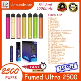 Fumed Ultra 2500 Puffs Disposable Cigarette Vape Device 1000mAh Battery 8ml Cartridge Starter Kit Vs Fumed Bar