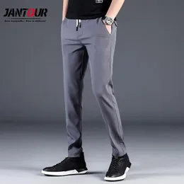 Summer Pants Mens Male Stretch Korean Casual Slacks Slim Fit Chino Elastic midje Jogger Dress Trousers Male Waterproof Thin284s