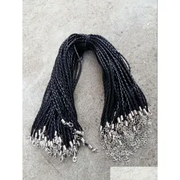 Cordtråd 18 20 22 24 4mm svart pu läder flätor halsbandsladd med hummerlås för diy hantverksmycken droppleverans fynd com dhhhs