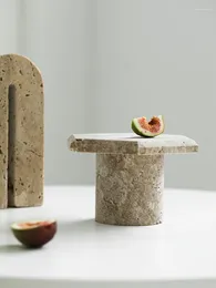 Dekoracyjne figurki ahundjiaz retro jaskini kamień do przechowywania taca kreatywna wysoka stopa ciasto owocowe owoce