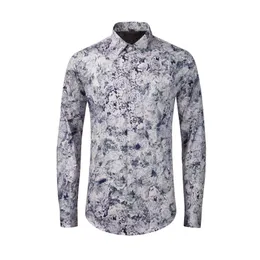 Nuovo arrivo alta qualità autunno inverno Graffiti rosa blu fiore stampa digitale camicia da uomo Slim Fashion personalità taglia 4XL