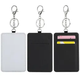 DHL100pcs Bag Parts Sublimation DIY Blank White PU Bus Card Holder With Keychain