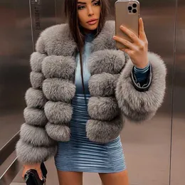 Maomaokong Fashion Natural Real Fox Fur Coat Women Winter Warm Luxury Fur Jacket Plus Size Outwear Female Vest Coats Beige