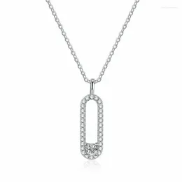 سلاسل HK0058 Lefei Fashion العصرية الفاخرة الجميلة الكلاسيكية وايت Moissanite القلائد البيضاوي للسحر Women S925 هدايا المجوهرات الفضية الحفلات