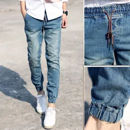 Jeans classici da uomo di qualità blu chiaro pantaloni da jogging da uomo elastico in vita con coulisse slim fit jeans casual da uomo pantaloni in denim 2XL pantaloni230t