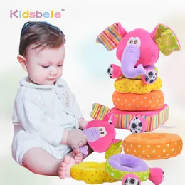 Çıngıraklar Born çocuklar için oyuncaklar Educational Bebek Yumuşak Peluş Mobile Kidsbele Fil İstifleme Handbell 230404