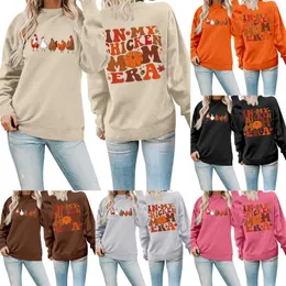 Women's Hoodies Round Neck Long Sleeved In My Chicken Mom Letter Printed Hoodie