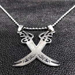 Retro Imam Ali Sword Muslim Islam Knife Necklace Jewelry Stainless Steel Arabic Pendant Necklaces For Men Women jewlery N403S02 Y0221f