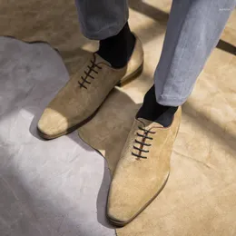 اللباس أحذية الرجال الرسمية الجلود الدانتيل الأصلي حتى khaki أصفر عالي الجودة الأزياء الزفاف Oxford Suede Man