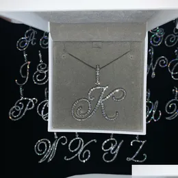 Pendant Necklaces Cursive 26 Initial Letter Pendant Necklace Micro Pave 5A Cubic Zirconia Cz Alphabet Name Jewelry Drop Delivery Jewel Dhr5I