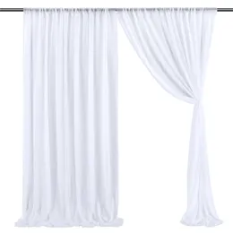 Telón de fondo de boda, tela de gasa, cortinas para exteriores para fiesta de boda, paneles de cortina con bolsillos para varillas, decoración de ventana del hogar