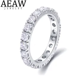 Solitaire Ring Aeaw Solid 14K أبيض الذهب جولة جولة الفرقة الماس الكاملة 2.5 مم 1.5CTW لونها للنساء 230403