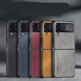 Luksusowa miękka skóra skórzana obudowa dla Samsung Galaxy Z Filp 3 Flip 4 5G silikonowy składany okładka telefonu