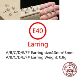 E40 S925 Pure Silver Ear Studs Personalized Fashion Cross Flower Inlaid Diamond Letter Punk Street Dance Style Earrings Jewelry Earrings as a Gift for Lovers