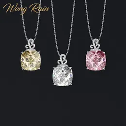 Wong Rain Romantic 100% 925 Sterling Silver stworzyło moissanite cytrynowy szafir szlachetny Naszyjnik Whend Biżuteria Whole C2750