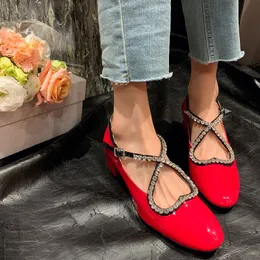 Summer Mary Jane Shoes Women التي تثير راينستون اللباس الحذاء السيدات مستديرة من أعقاب إصبع القدم عالي الكعب