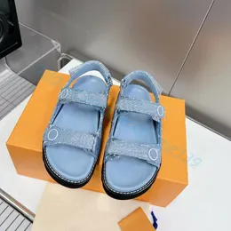 Designerskie Sandały Damskie Sandały Paseo COMFORT Płaskie Buty Damskie Mokasyny Lato Jesień Klapki Na Platformie Buty Klamra Skóra Denim Niebieskie Czarne Różowe sandały