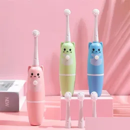 Smart Electric Toothbrush Childrens Cartoon Pattern Children With Soft Replacement Head209R295M Drop Delivery Electronics Ot7Jw