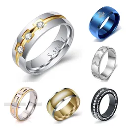 Iced Out Zirconia Cubic Titanium Stainless Steel Round Band Ring Bling Crystal Gold Finger for Men and Women Hip Hop Punk Rock Gift Wholesale Jewelery