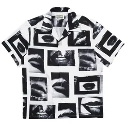 Black White Shirts Men Women Print Hawaii Beach Shirt Short Sleeve