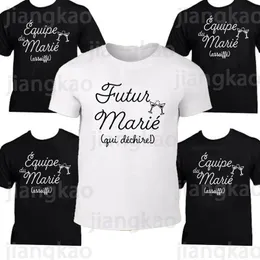 Men's T-Shirts Team Groom Print T Shirt Bachelorette Party T-shirt Letter Graphic Tee Wedding sman Clothes Tshirts Man Tops 230404