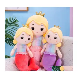 Konst och hantverk Creative Lovely Mermaid Plush Animals Slee Pillow Doll Toy Action Figur Stor Girl Wholesale Drop Delivery Home Gard DH2LH