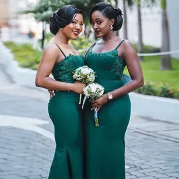 Green Elegant Mermaid Bridesmaid Dress Vintage Lace Top Shoulder Wedding Guest Maid Scoop Of Honor Gown Plus Size Custom Made 328 328