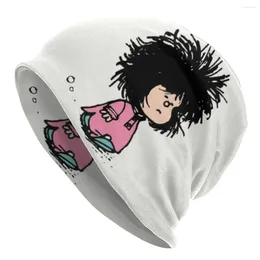 الفكاهة الفكاهة Quino Manga Mafalda Bonnet Cap قبعة قبعة قبعة الرجال للنساء الهيب هوب للجنسين للبالغين الشتاء الجزارات الدافئة بيني.